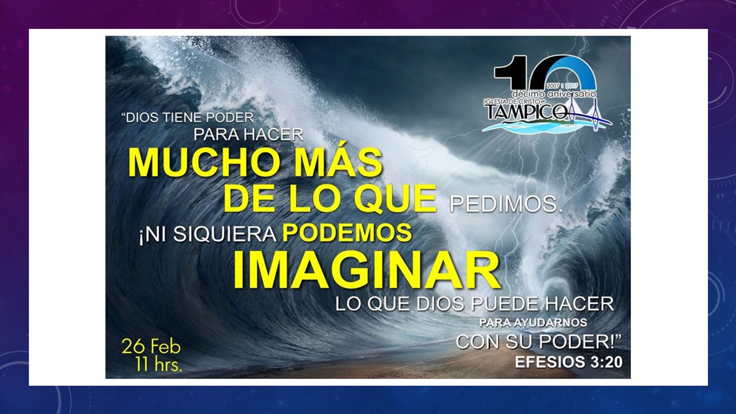 10° ANIVERSARIO; OFRENDA ESPECIAL 2017